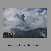 Ash eruption in the distance